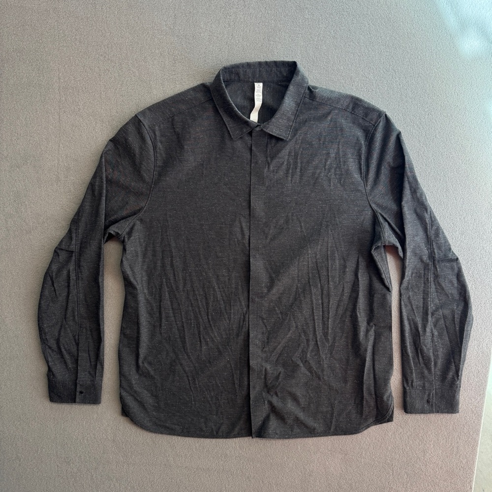 Lululemon Snap Button Shirt XXL Men's Long Sleeve Gray Woven Comfort Preppy